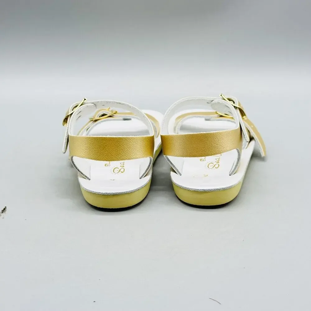 Sun San Sandal Girls 4c Gold Leather Sea Wee Ankle Buckle Strap Toddler Baby
